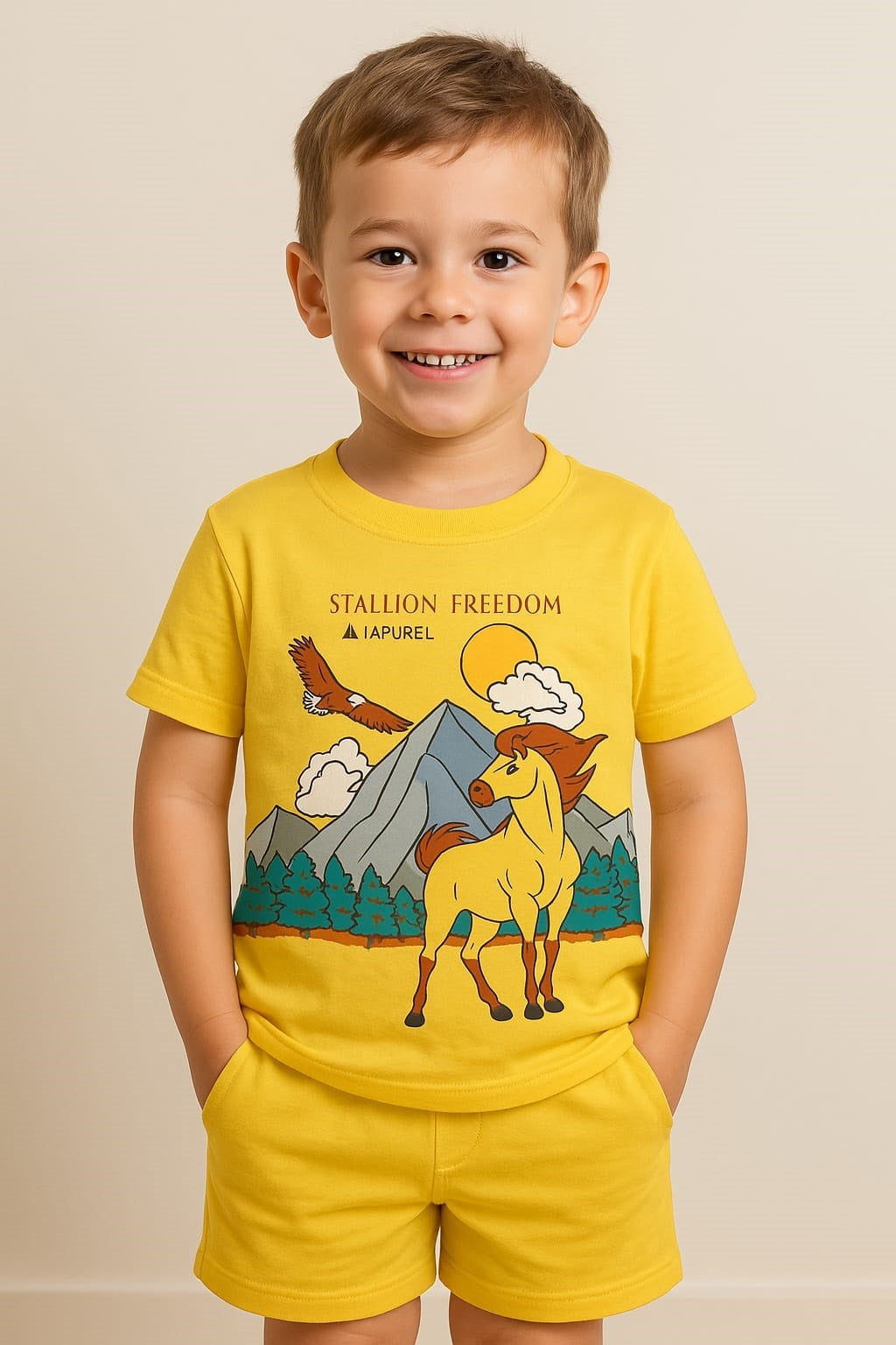 Soft Cotton Jersey T-Shirt & Short for Kids - Yellow Duck
