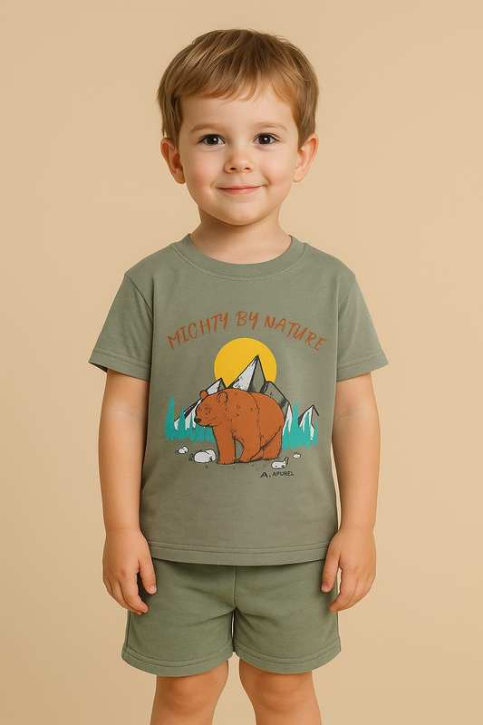 Soft Cotton Jersey T-Shirt & Shorts Set for Kids - Mighty Bear