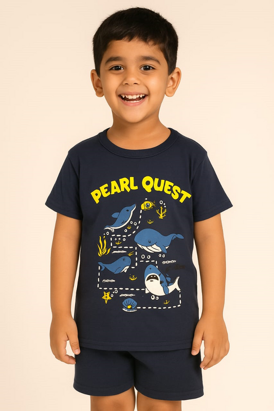Soft Cotton Jersey T-Shirt & Short for Kids - Happy Whale